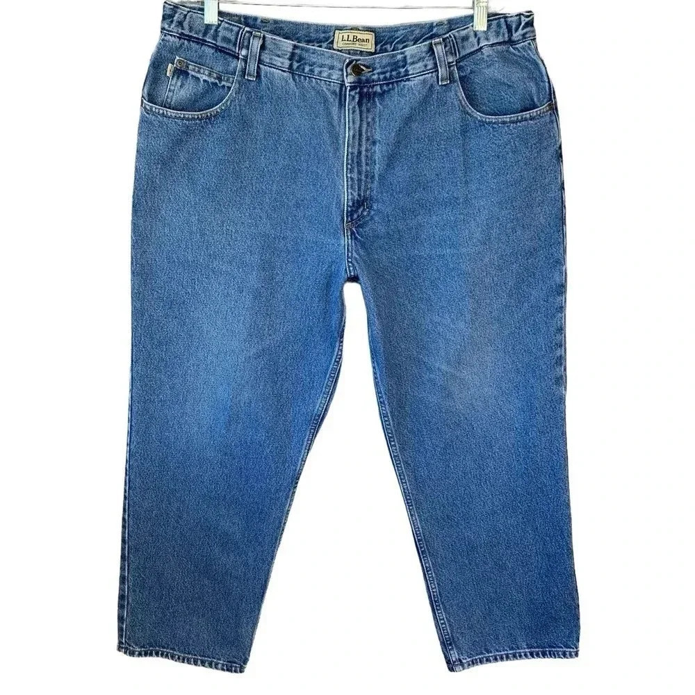 L.L. Bean Vintage Comfort Waist Straight Leg Denim Blue Jeans 40 X29 Medium Wash